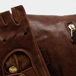 Pre Owned Alexander McQueen Brown Leather Faithful Glove Clutch