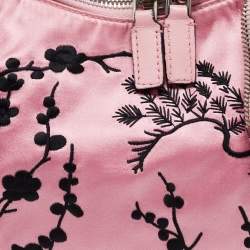 Pre Owned Alexander McQueen Pink Embroidered Satin And Leather Small De Manta Clutch