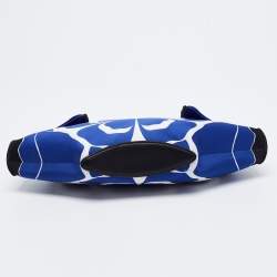 Pre Owned Alexander McQueen Blue/White Printed Satin and Leather Medium De Manta Clutch
