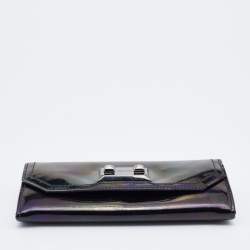 Alexander McQueen Multicolor Holographic Patent Leather Flap Continental Wallet