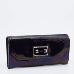Alexander McQueen Multicolor Holographic Patent Leather Flap Continental Wallet