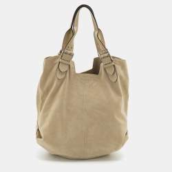 Pre Owned Alexander McQueen Cream Suede Faithful Hobo
