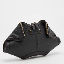 Pre Owned Alexander McQueen Black Leather De Manta Clutch