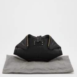 Pre Owned Alexander McQueen Black Leather De Manta Clutch