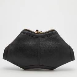 Pre Owned Alexander McQueen Black Leather De Manta Clutch