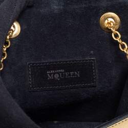 Pre Owned Alexander McQueen Metallic Gold Leather Mini Heroine Chain Crossbody Bag