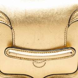 Pre Owned Alexander McQueen Metallic Gold Leather Mini Heroine Chain Crossbody Bag