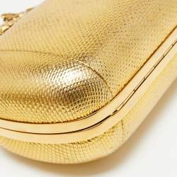 Pre Owned Alexander McQueen Gold Leather Stained Glass Knuckle Duster Clutch