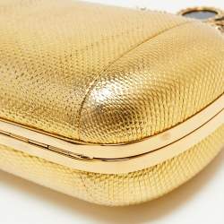 Pre Owned Alexander McQueen Gold Leather Stained Glass Knuckle Duster Clutch