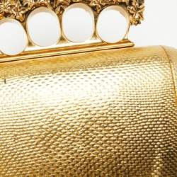 Pre Owned Alexander McQueen Gold Leather Stained Glass Knuckle Duster Clutch