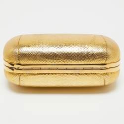 Pre Owned Alexander McQueen Gold Leather Stained Glass Knuckle Duster Clutch