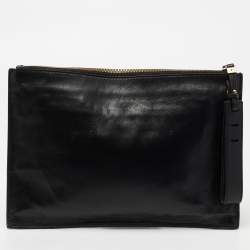 Pre Owned Alexander McQueen Black/Orange Animal Print Leather Clutch