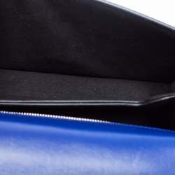 Pre Owned Alexander McQueen Blue Croc Embossed Leather Jewelled Shoulder Bag