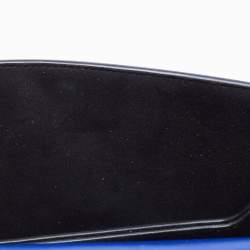 Pre Owned Alexander McQueen Blue Croc Embossed Leather Jewelled Shoulder Bag