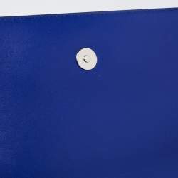 Pre Owned Alexander McQueen Blue Croc Embossed Leather Jewelled Shoulder Bag