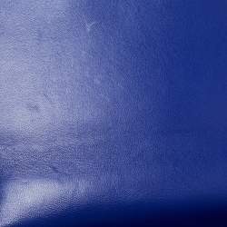 Pre Owned Alexander McQueen Blue Croc Embossed Leather Jewelled Shoulder Bag