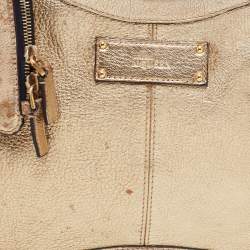 Pre Owned Alexander McQueen Gold Leather De Manta Clutch