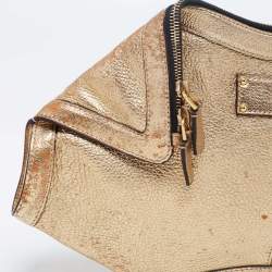 Pre Owned Alexander McQueen Gold Leather De Manta Clutch