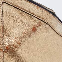 Pre Owned Alexander McQueen Gold Leather De Manta Clutch
