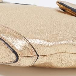 Pre Owned Alexander McQueen Gold Leather De Manta Clutch