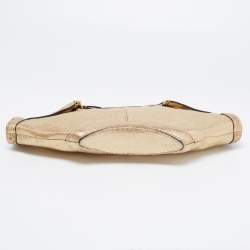 Pre Owned Alexander McQueen Gold Leather De Manta Clutch