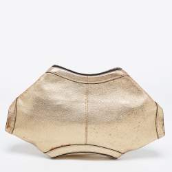 Pre Owned Alexander McQueen Gold Leather De Manta Clutch