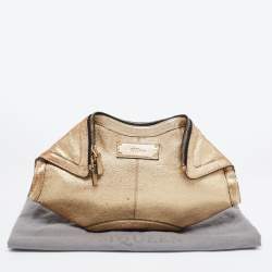 Pre Owned Alexander McQueen Gold Leather De Manta Clutch