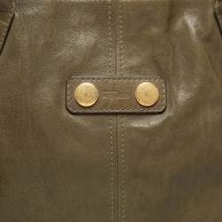 Pre Owned Alexander McQueen Green Leather Large De Manta Tote