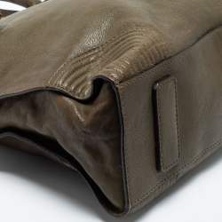 Pre Owned Alexander McQueen Green Leather Large De Manta Tote