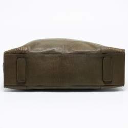 Pre Owned Alexander McQueen Green Leather Large De Manta Tote