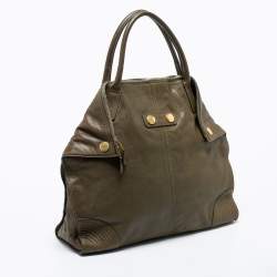 Pre Owned Alexander McQueen Green Leather Large De Manta Tote