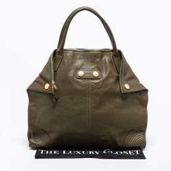 Pre Owned Alexander McQueen Green Leather Large De Manta Tote