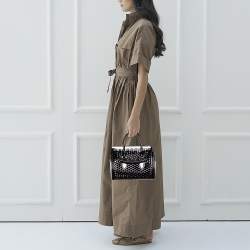 Alexander McQueen Black Honeycomb Cut Out Patent Leather Small Heroine Satchel
