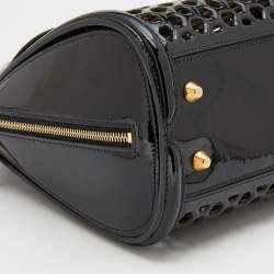 Alexander McQueen Black Honeycomb Cut Out Patent Leather Small Heroine Satchel