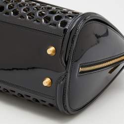 Alexander McQueen Black Honeycomb Cut Out Patent Leather Small Heroine Satchel
