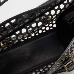 Alexander McQueen Black Honeycomb Cut Out Patent Leather Small Heroine Satchel