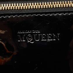 Alexander McQueen Black Honeycomb Cut Out Patent Leather Small Heroine Satchel