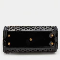 Alexander McQueen Black Honeycomb Cut Out Patent Leather Small Heroine Satchel