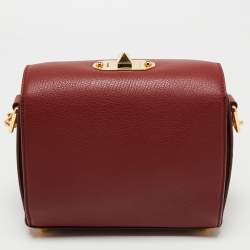 Pre Owned Alexander McQueen Burgundy Leather Box 16 Crossbody Bag