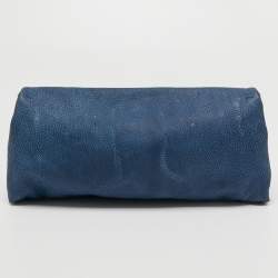 Pre Owned Alexander McQueen Blue Leather Faithful Glove Clutch