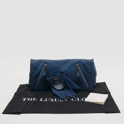 Pre Owned Alexander McQueen Blue Leather Faithful Glove Clutch