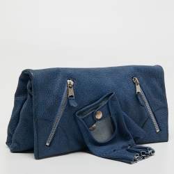 Pre Owned Alexander McQueen Blue Leather Faithful Glove Clutch