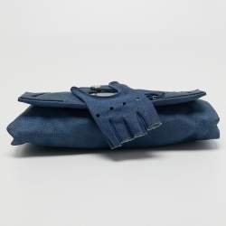 Pre Owned Alexander McQueen Blue Leather Faithful Glove Clutch