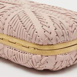 Pre Owned Alexander McQueen Pink Leather Skull Box Clutch