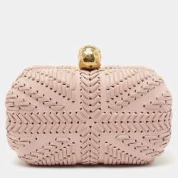 Pre Owned Alexander McQueen Pink Leather Skull Box Clutch