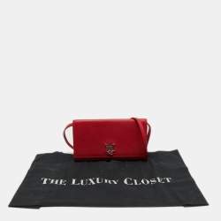 Pre Owned Alexander McQueen Red Leather Logo Shoulder Bag