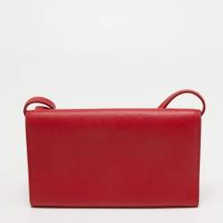 Pre Owned Alexander McQueen Red Leather Logo Shoulder Bag