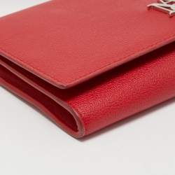 Pre Owned Alexander McQueen Red Leather Logo Shoulder Bag