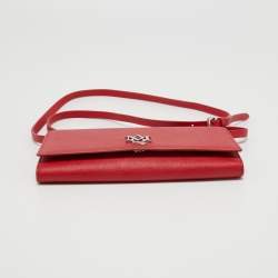 Pre Owned Alexander McQueen Red Leather Logo Shoulder Bag