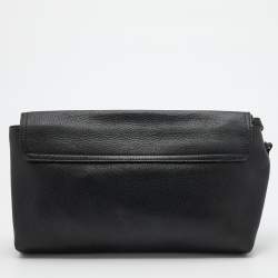 Pre Owned Alexander McQueen Black Leather Flap Clutch